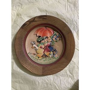 Anri Carved Wood "Wedding Day" 1973 Plate by Juan Ferrandiz